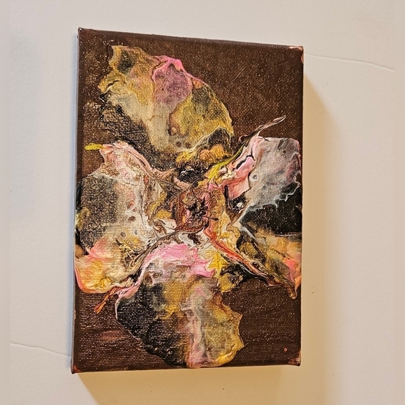 Hand Crafted original acrylic pouring art on canvas pink upcycled farmhouse - Picture 8 of 10